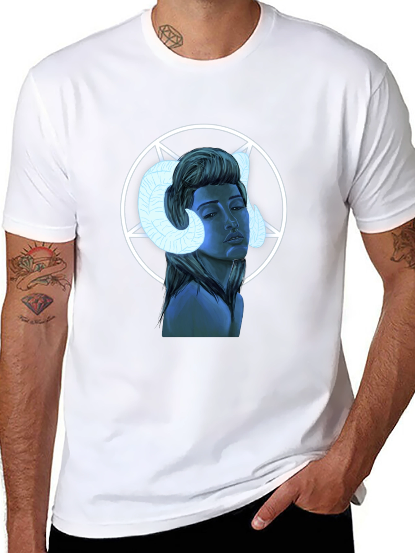 Graphic T-Shirt - Ram Horned Woman Design
