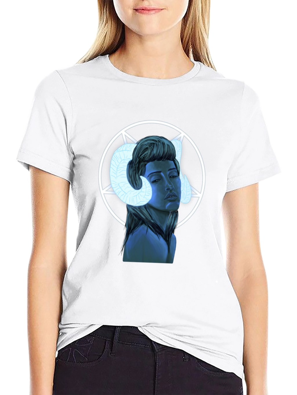 Graphic T-Shirt - Ram Horned Woman Design