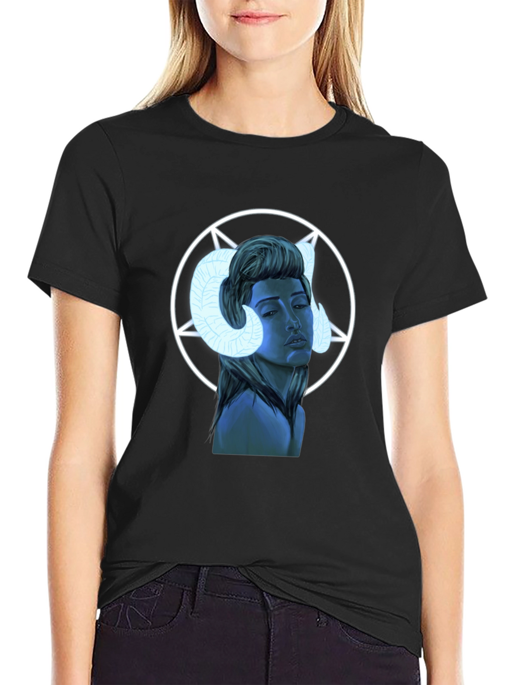 Graphic T-Shirt - Ram Horned Woman Design