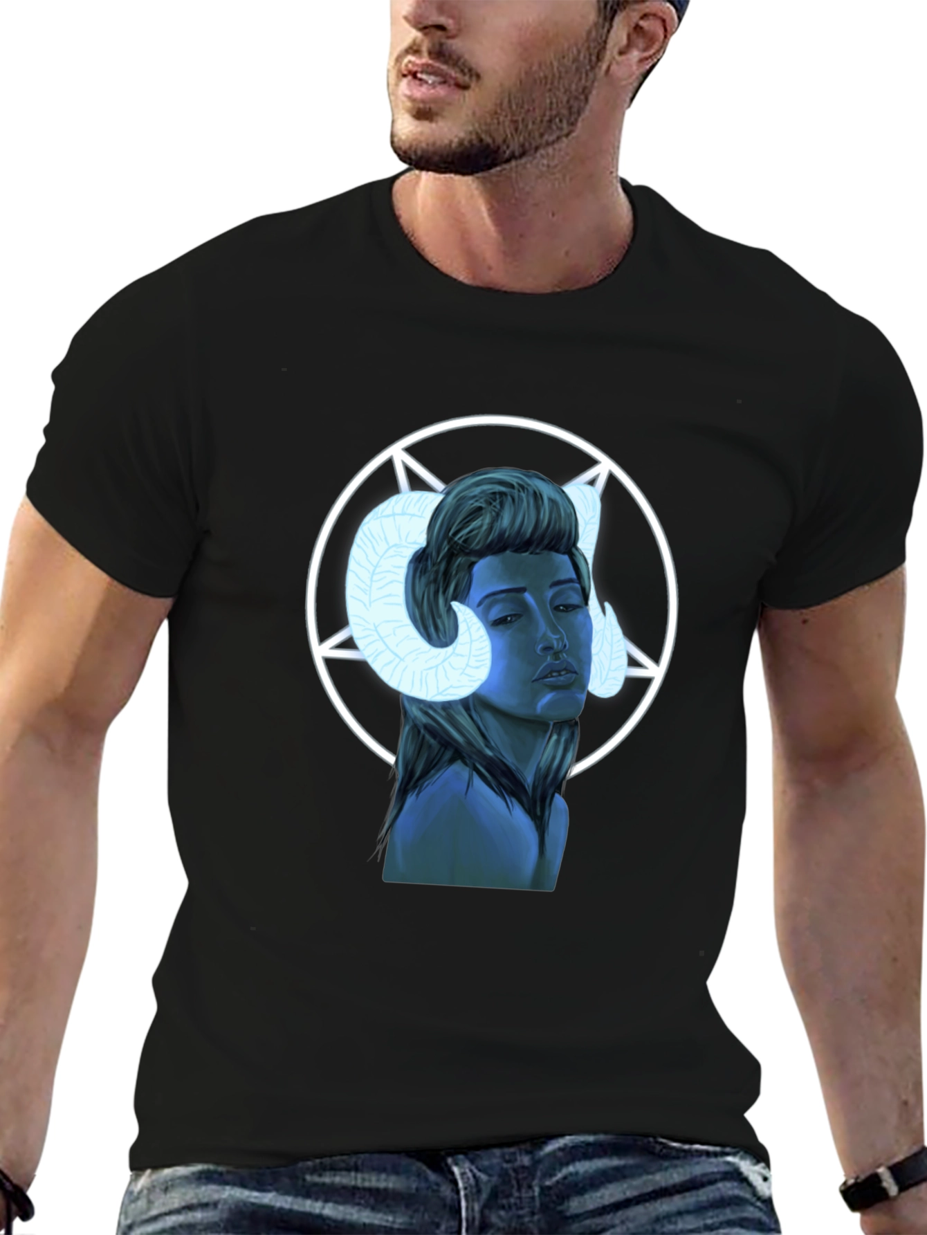 Graphic T-Shirt - Ram Horned Woman Design