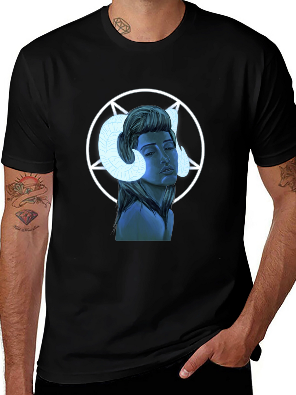 Graphic T-Shirt - Ram Horned Woman Design