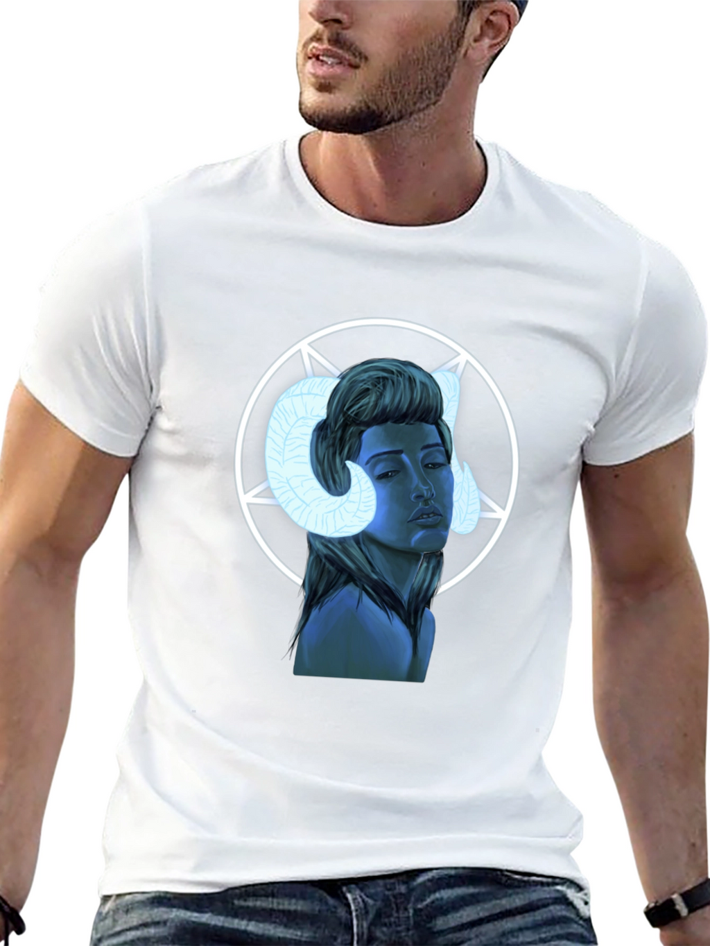 Graphic T-Shirt - Ram Horned Woman Design