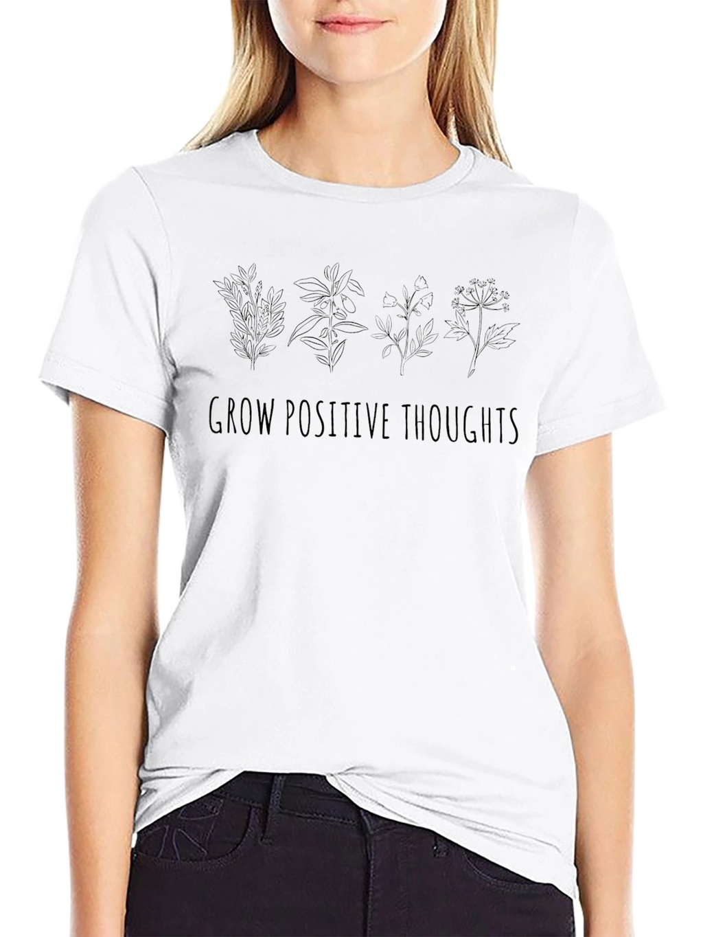 Grow Positive Thoughts Black Graphic Tee