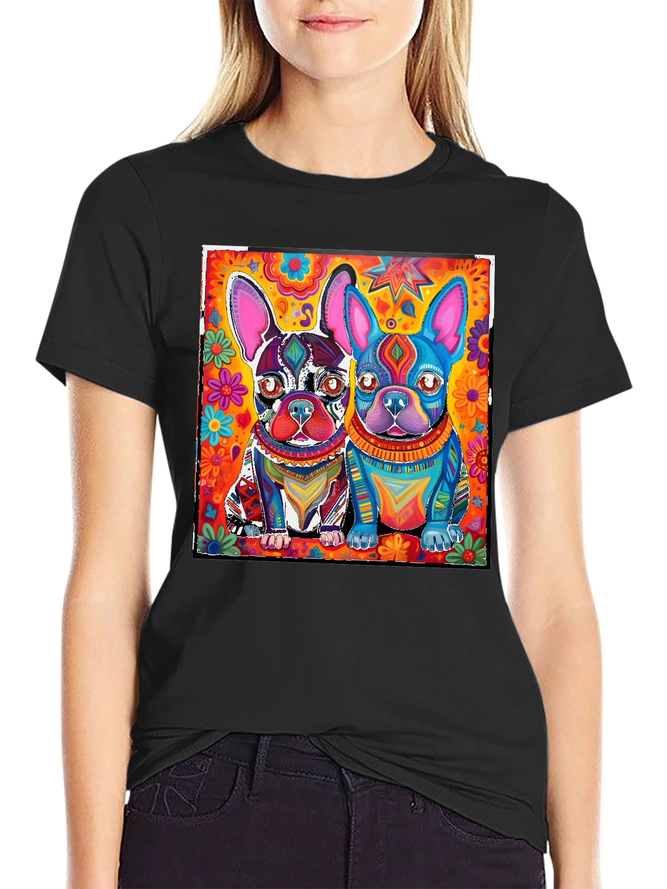 Colorful French Bulldog Graphic Tee