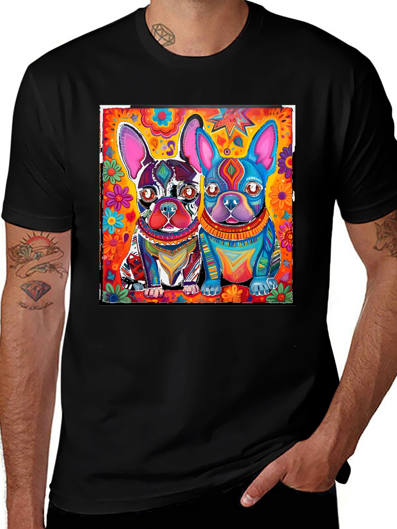 Colorful French Bulldog Graphic Tee