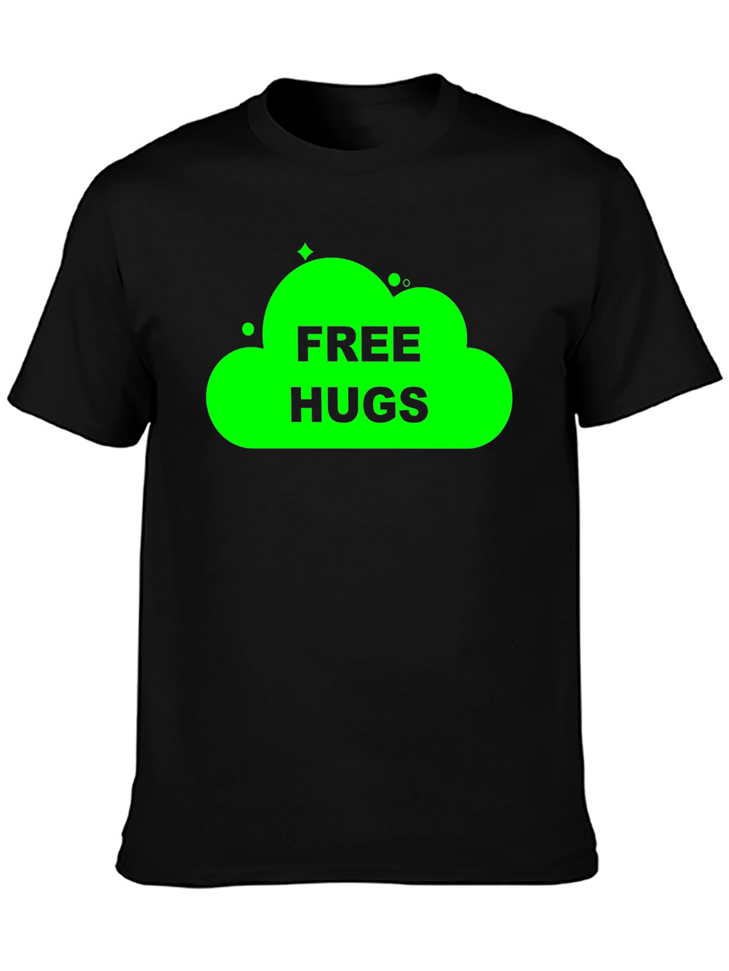 Free Hugs Graphic Tee - Black Cotton T-Shirt