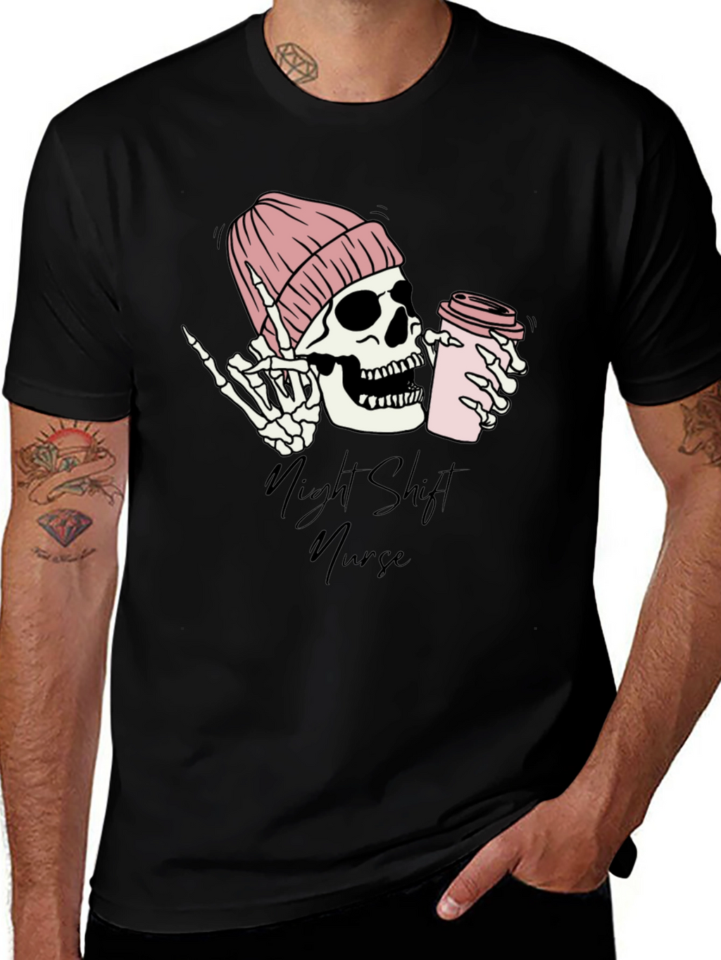 Night Shift Nurse Skeleton Graphic Tee