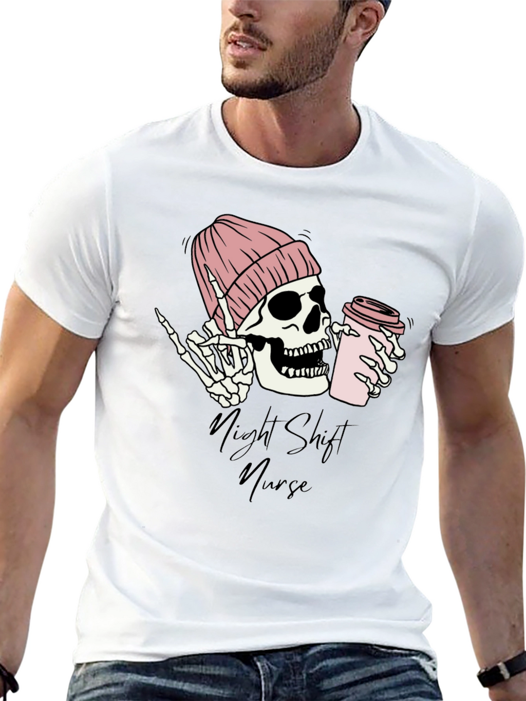 Night Shift Nurse Skeleton Graphic Tee