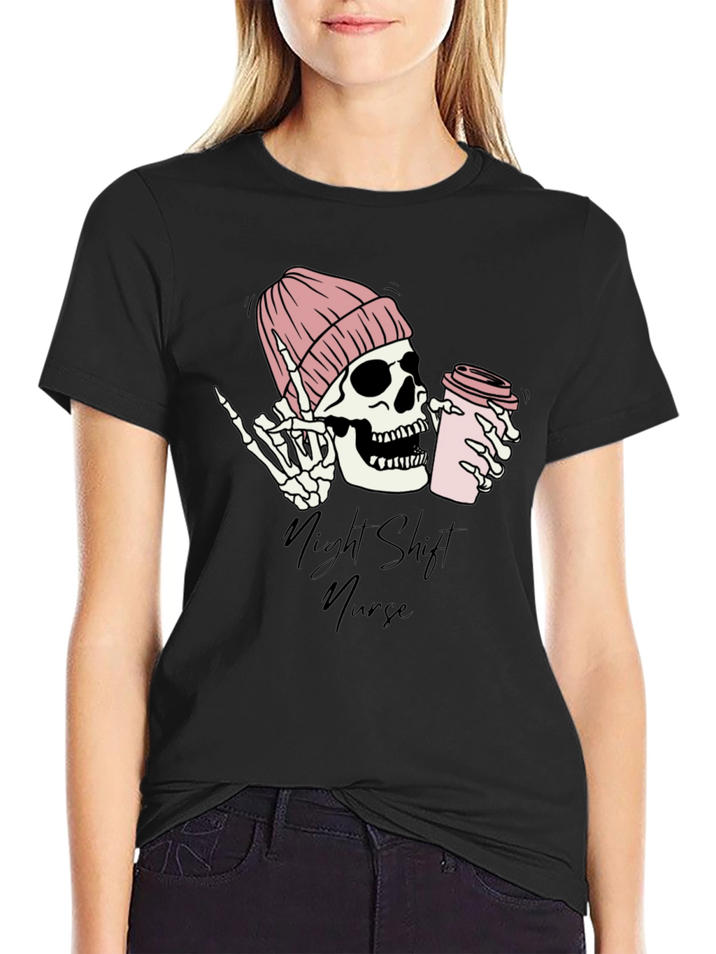 Night Shift Nurse Skeleton Graphic Tee