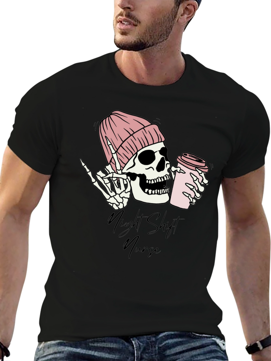 Night Shift Nurse Skeleton Graphic Tee