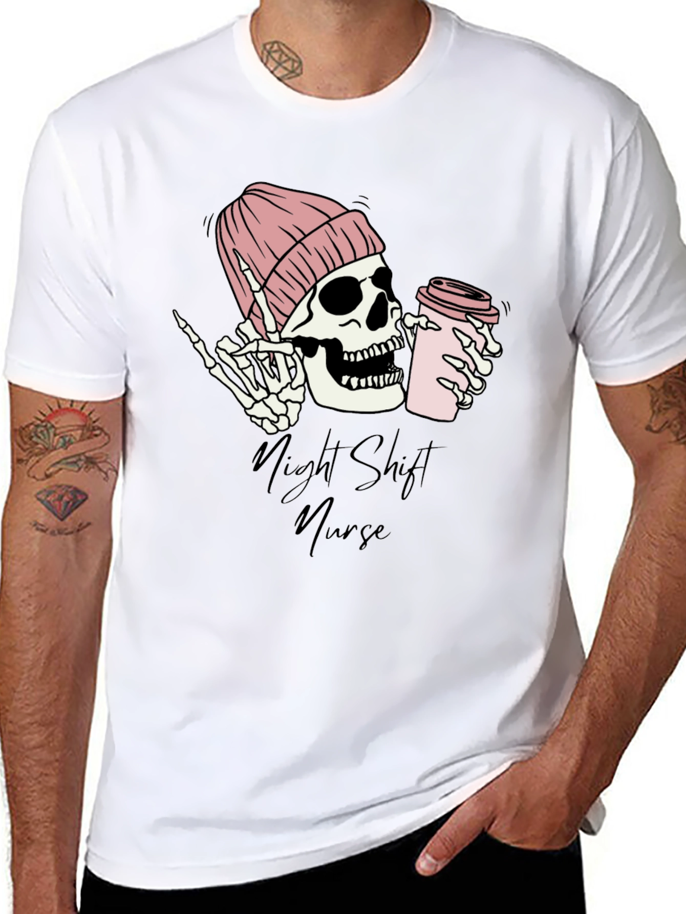 Night Shift Nurse Skeleton Graphic Tee