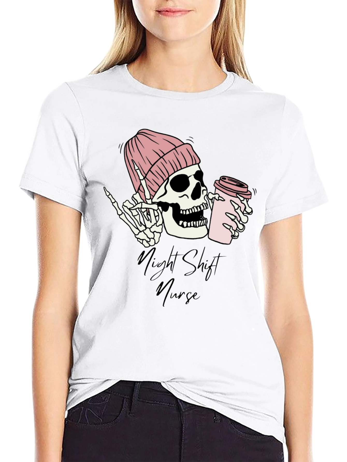 Night Shift Nurse Skeleton Graphic Tee