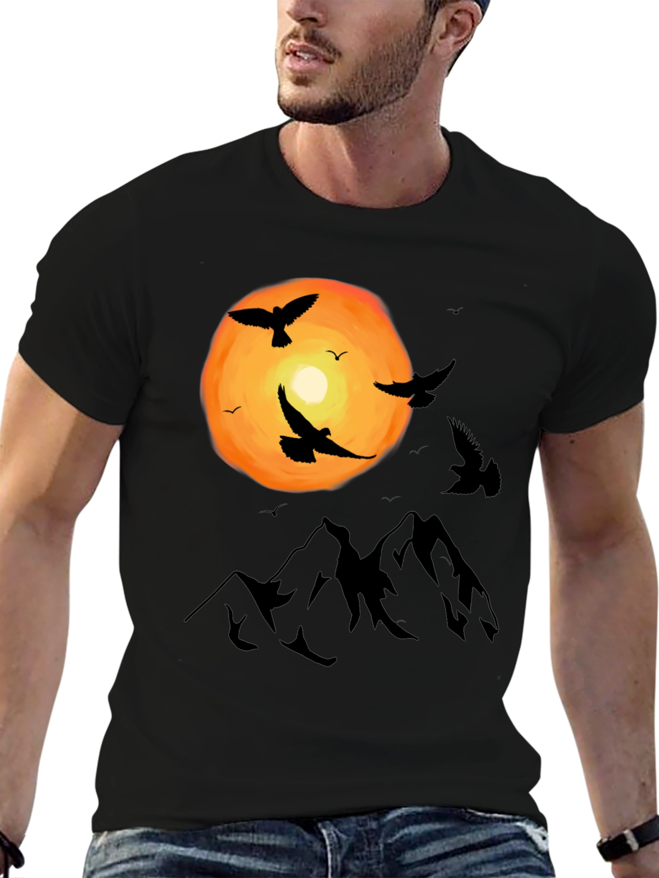Mountain Sunset Bird T-Shirt