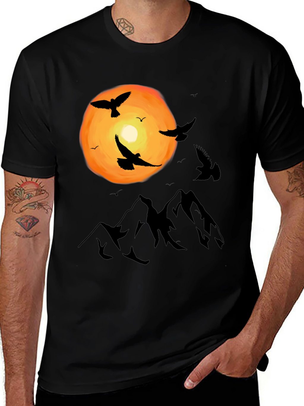 Mountain Sunset Bird T-Shirt