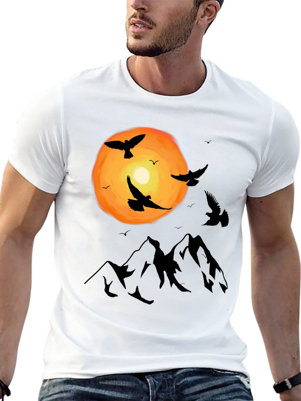 Mountain Sunset Bird T-Shirt