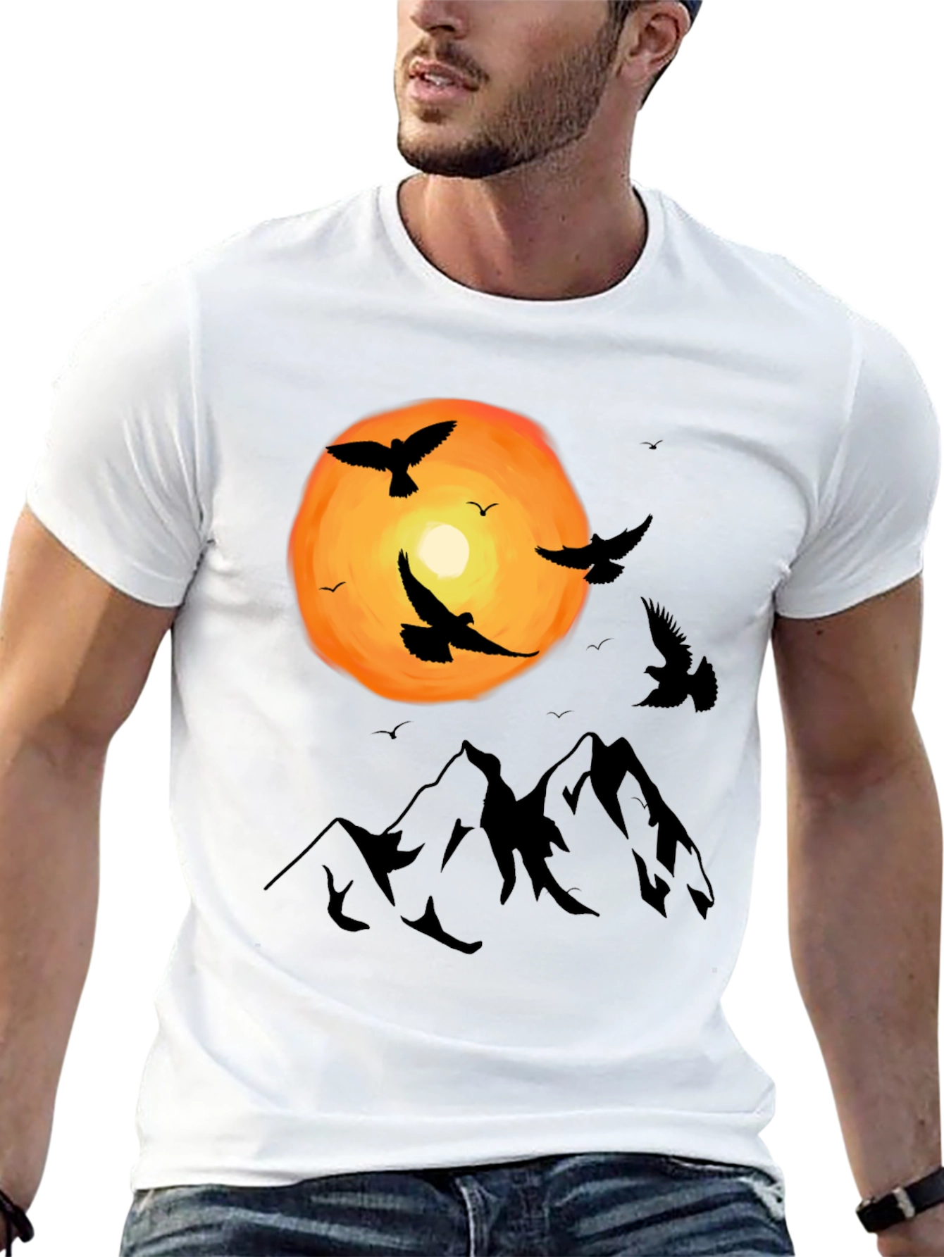 Mountain Sunset Bird T-Shirt