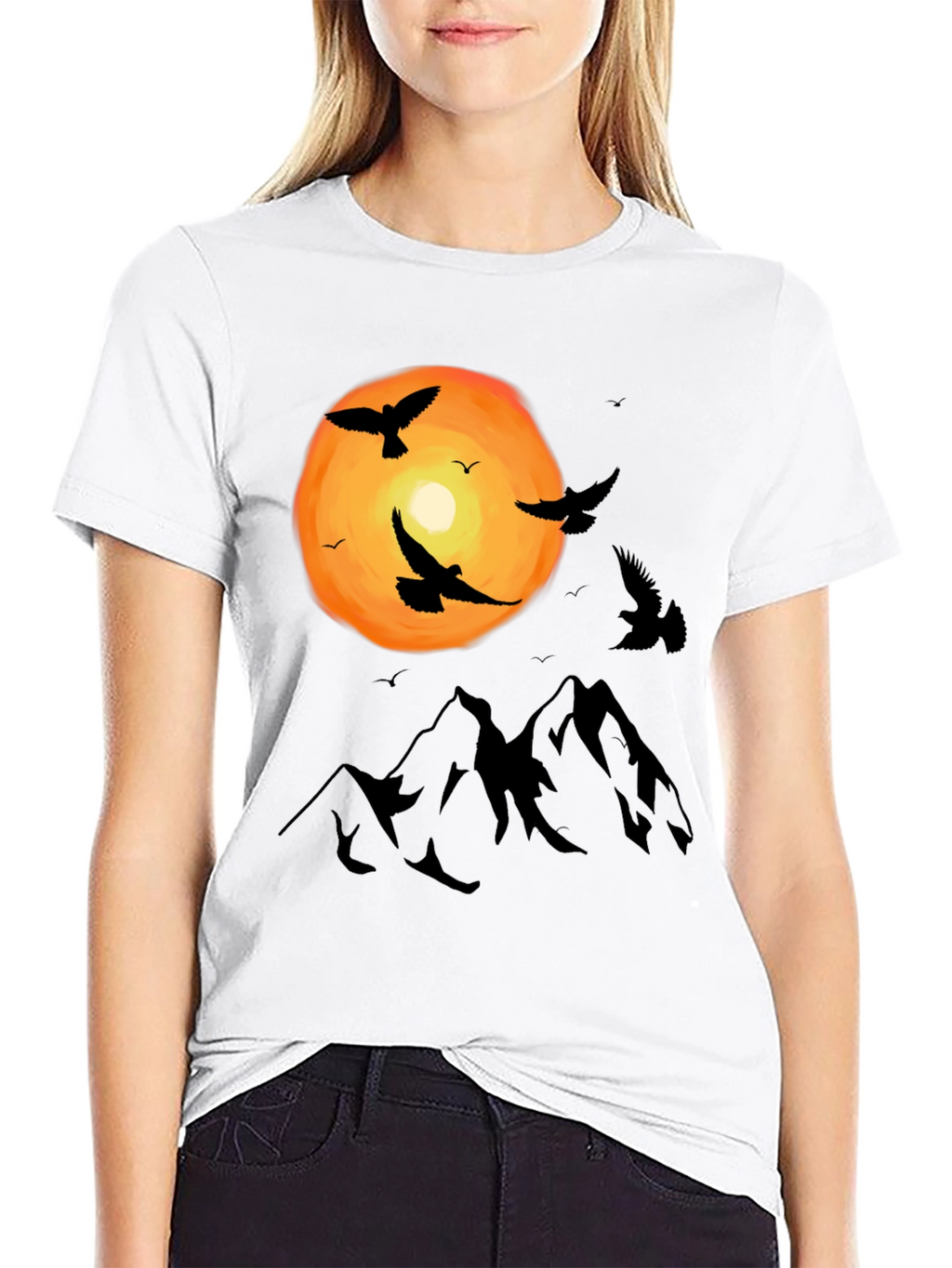Mountain Sunset Bird T-Shirt