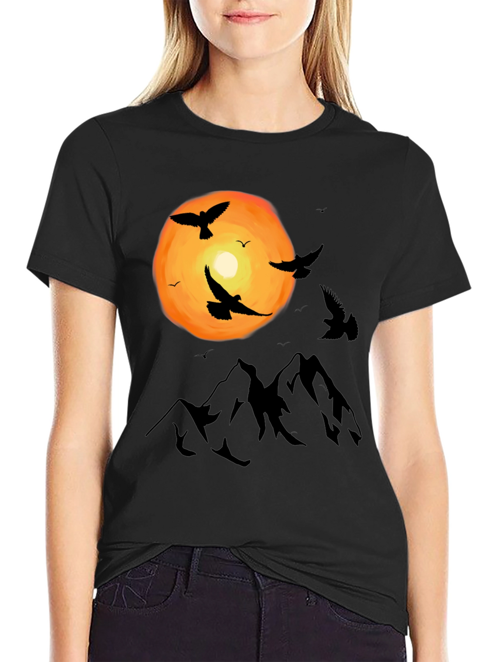 Mountain Sunset Bird T-Shirt