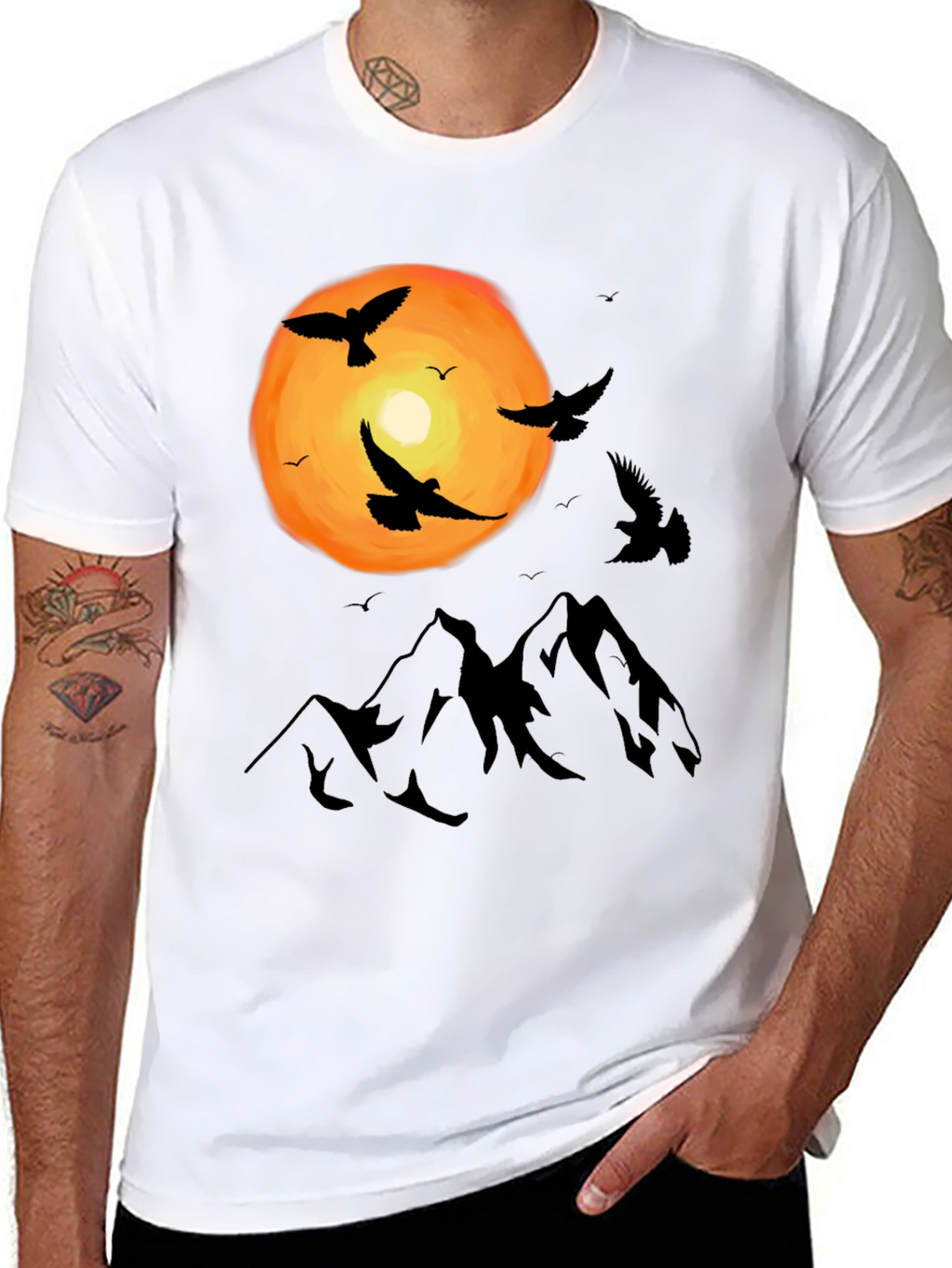 Mountain Sunset Bird T-Shirt