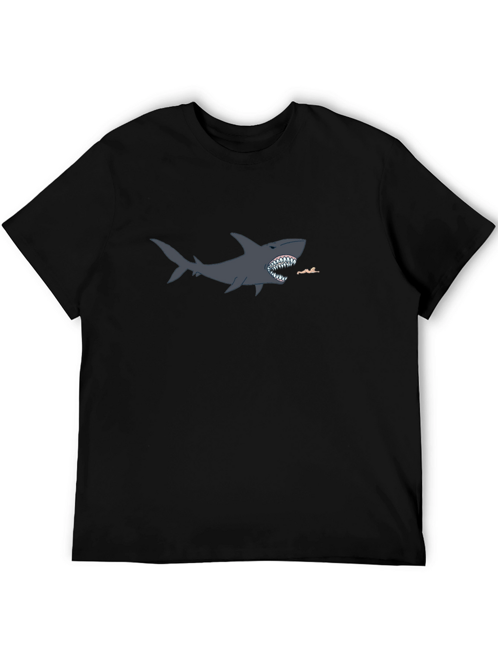 Shark Attack Graphic T-Shirt - Black Cotton Blend