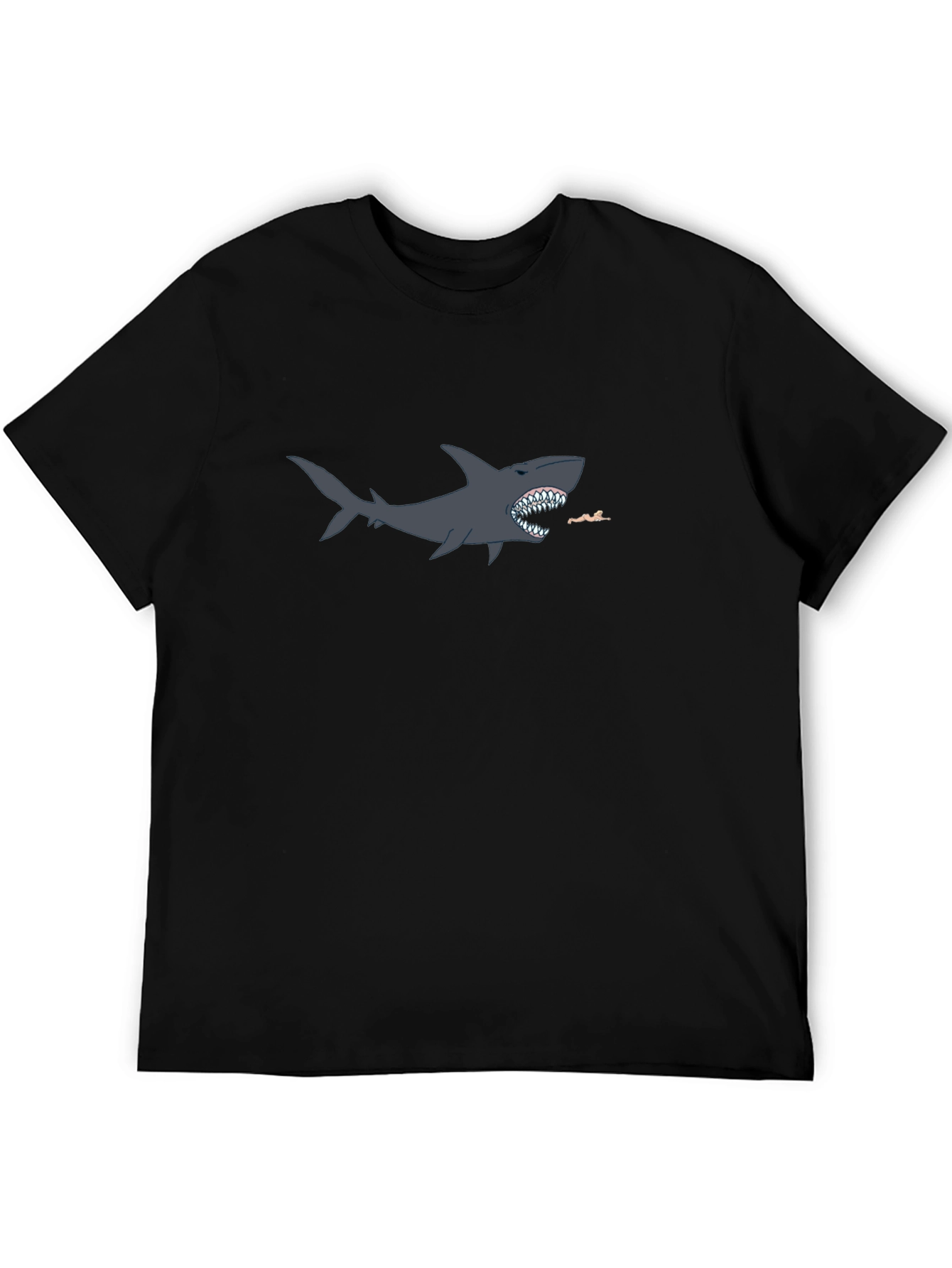 Shark Attack Graphic T-Shirt - Black Cotton Blend