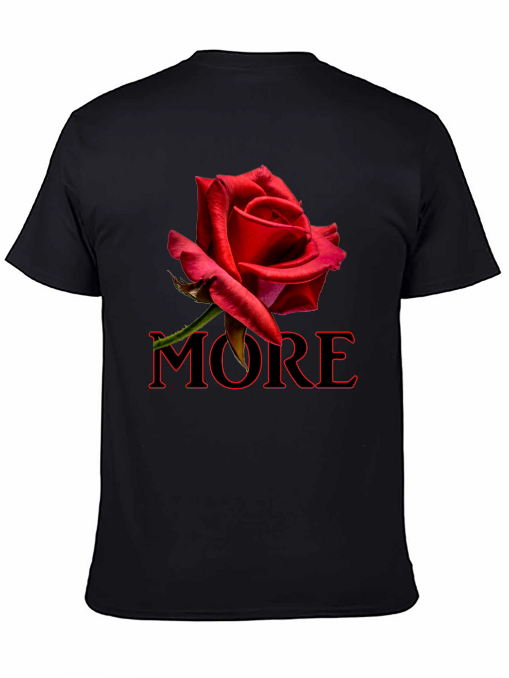 Red Rose MORE Graphic Black T-Shirt
