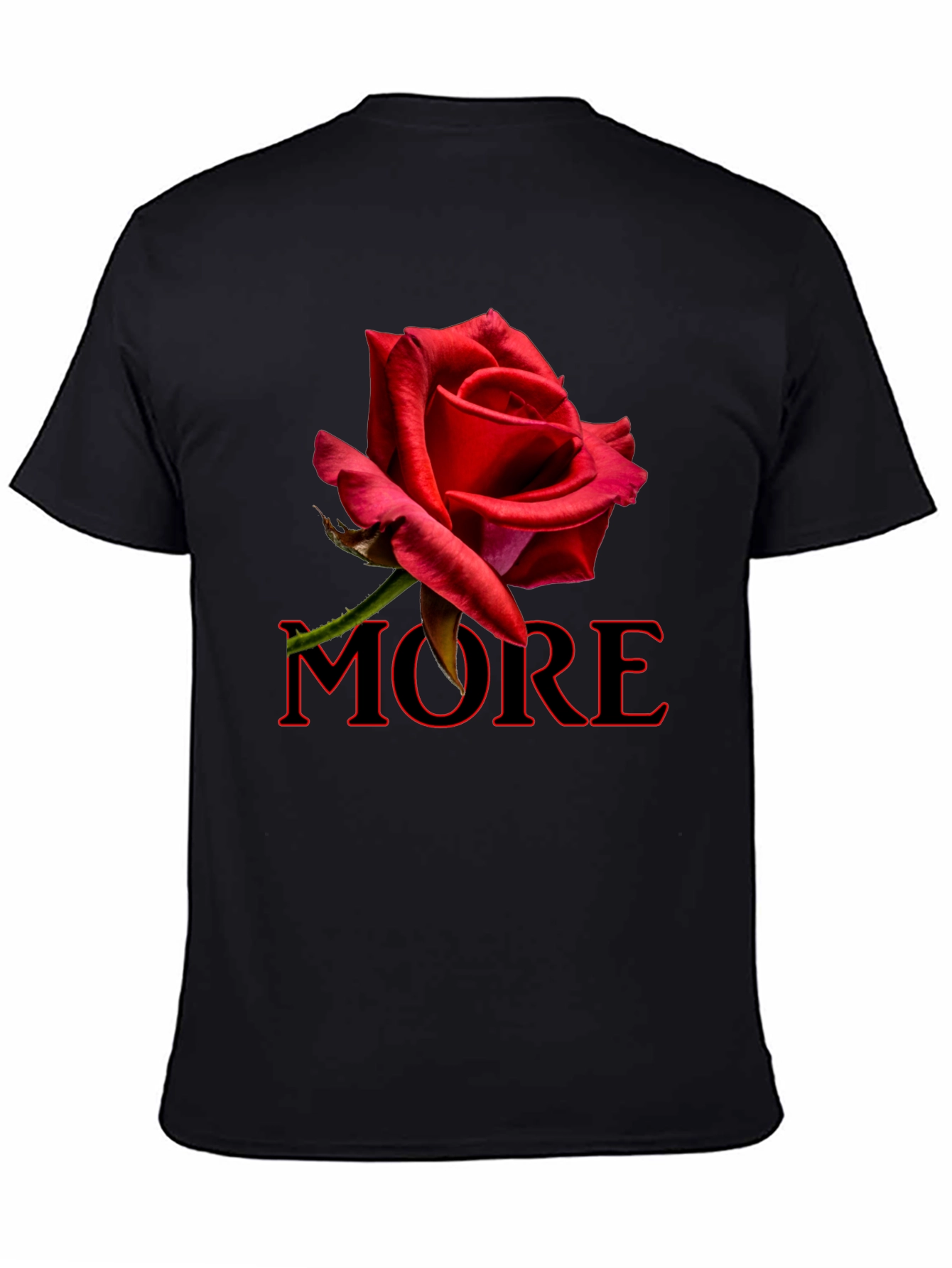 Red Rose MORE Graphic Black T-Shirt