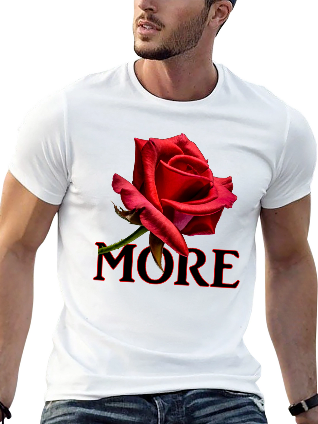 Red Rose MORE Graphic Black T-Shirt