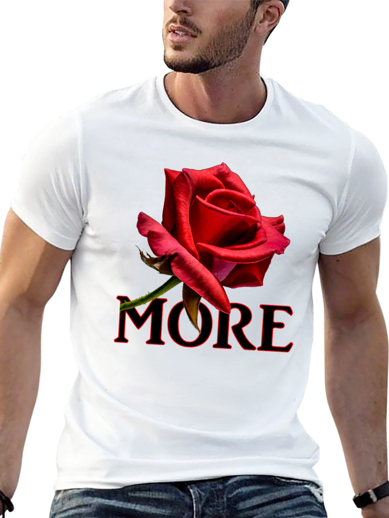Red Rose MORE Graphic Black T-Shirt