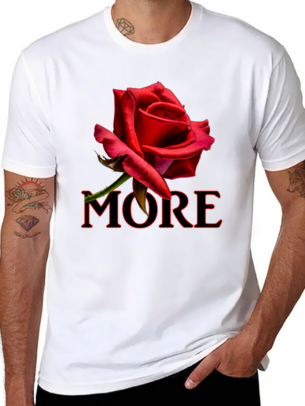 Red Rose MORE Graphic Black T-Shirt