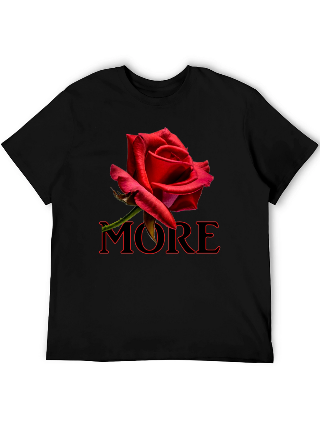 Red Rose MORE Graphic Black T-Shirt