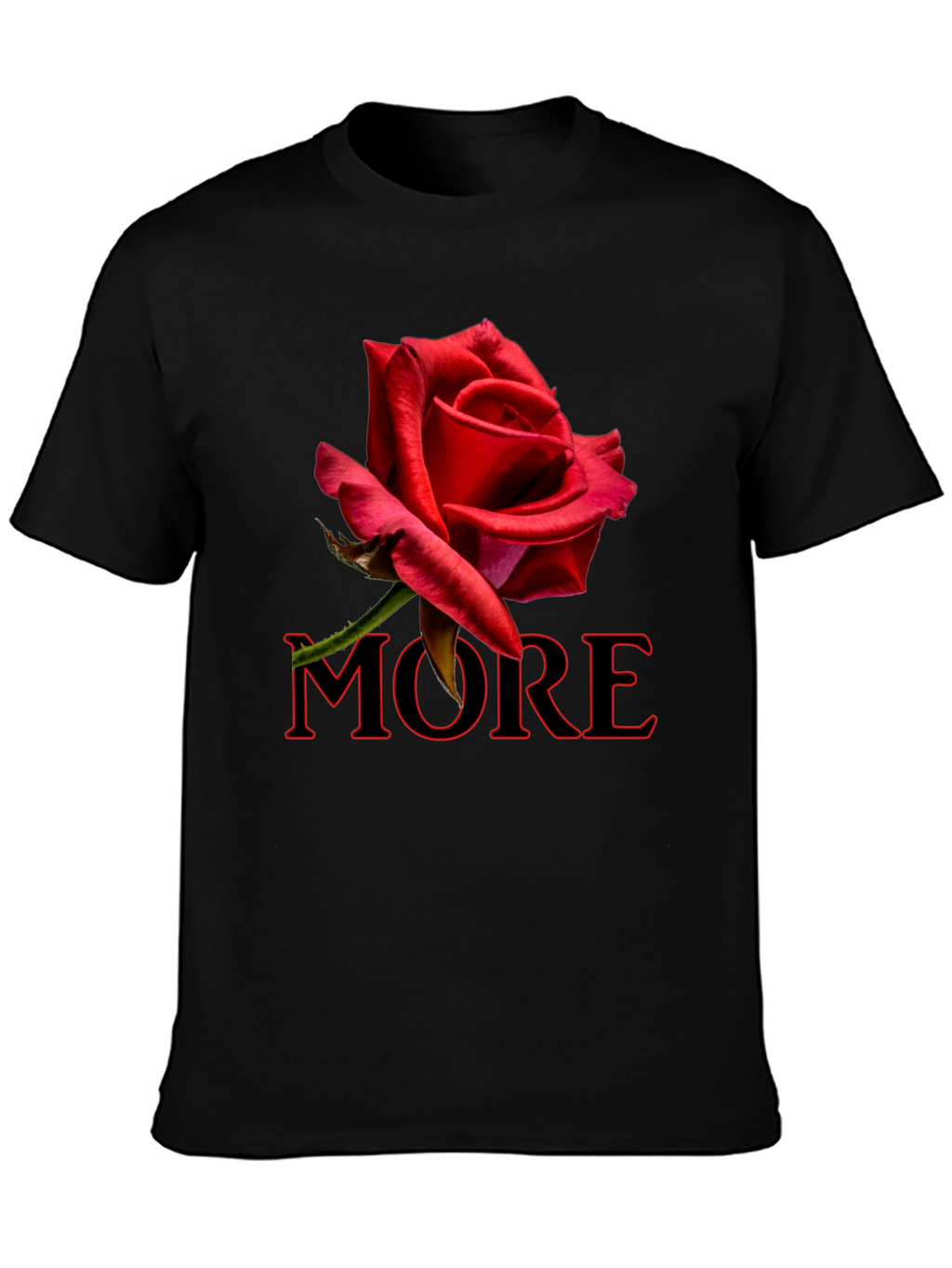 Red Rose MORE Graphic Black T-Shirt