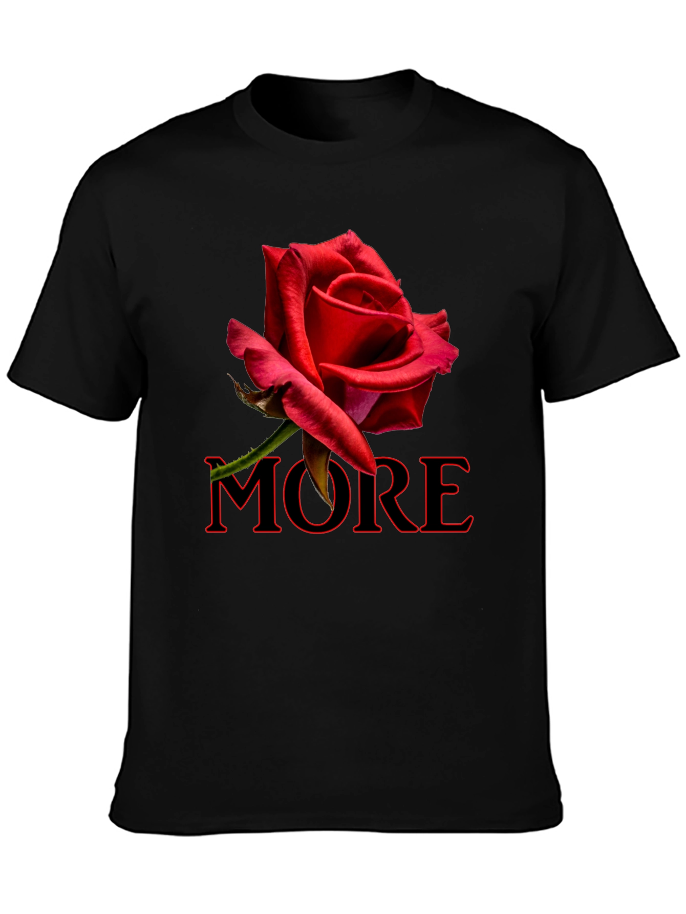 Red Rose MORE Graphic Black T-Shirt