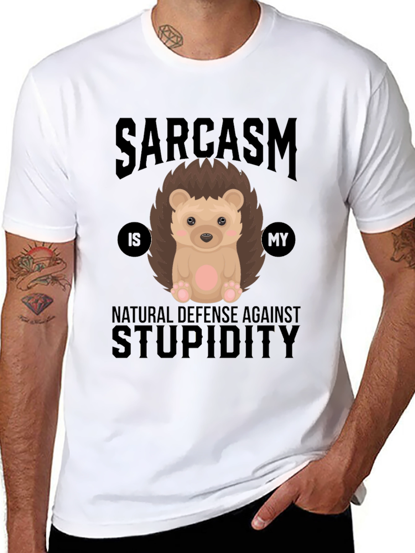 Sarcasm Hedgehog T-Shirt: Defense Against Stupidity