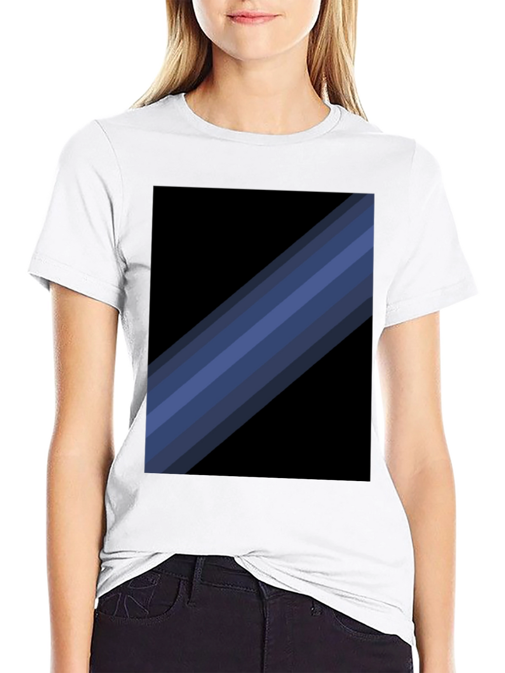 Striped Graphic Tee - Modern Black T-Shirt