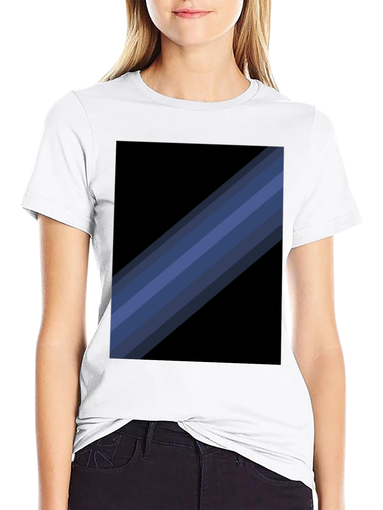 Striped Graphic Tee - Modern Black T-Shirt