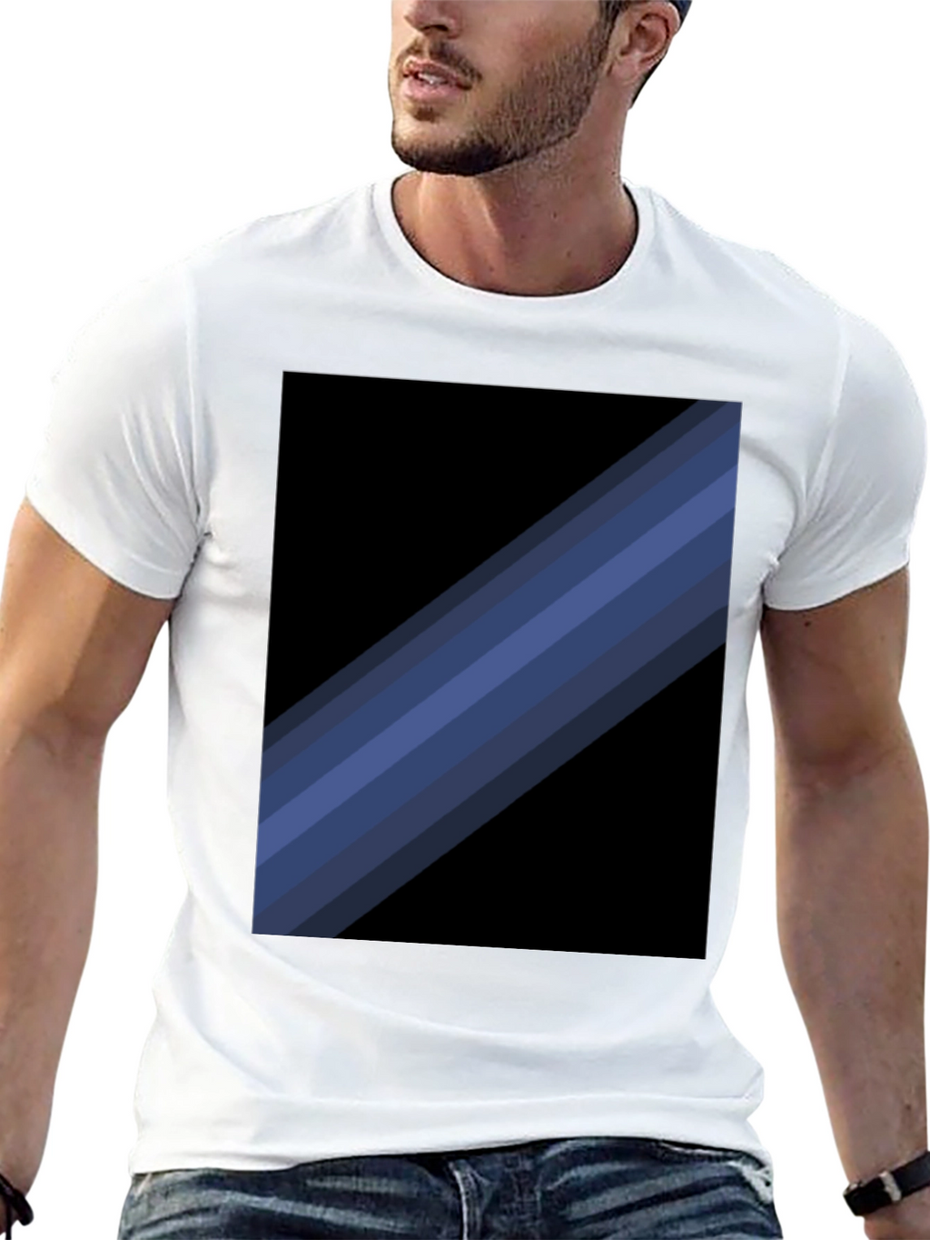 Striped Graphic Tee - Modern Black T-Shirt
