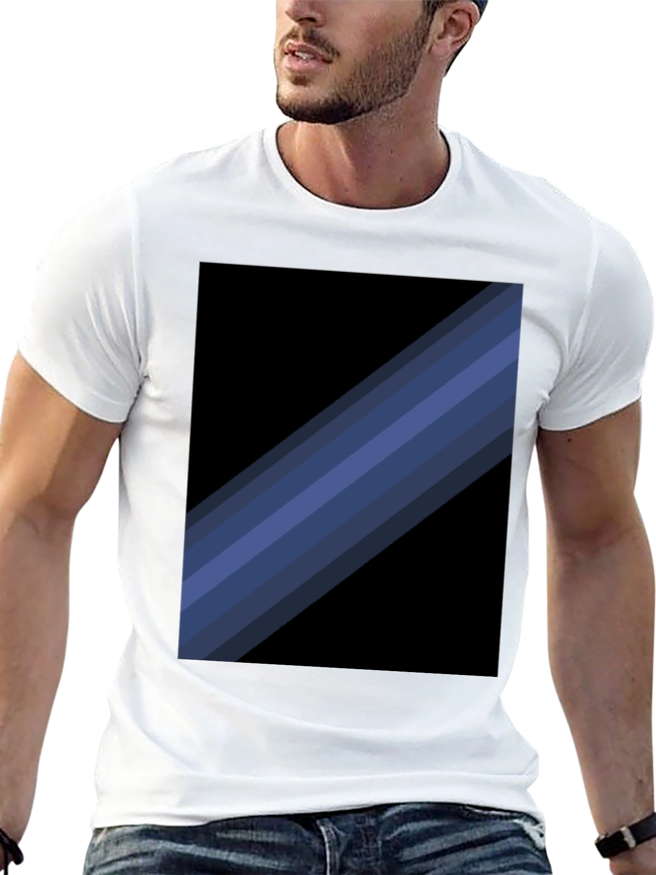 Striped Graphic Tee - Modern Black T-Shirt