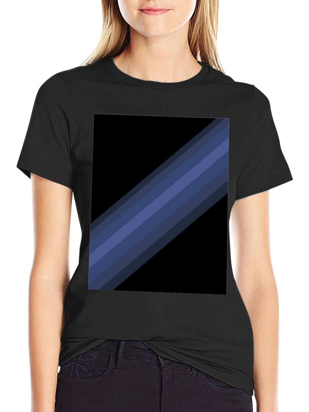 Striped Graphic Tee - Modern Black T-Shirt