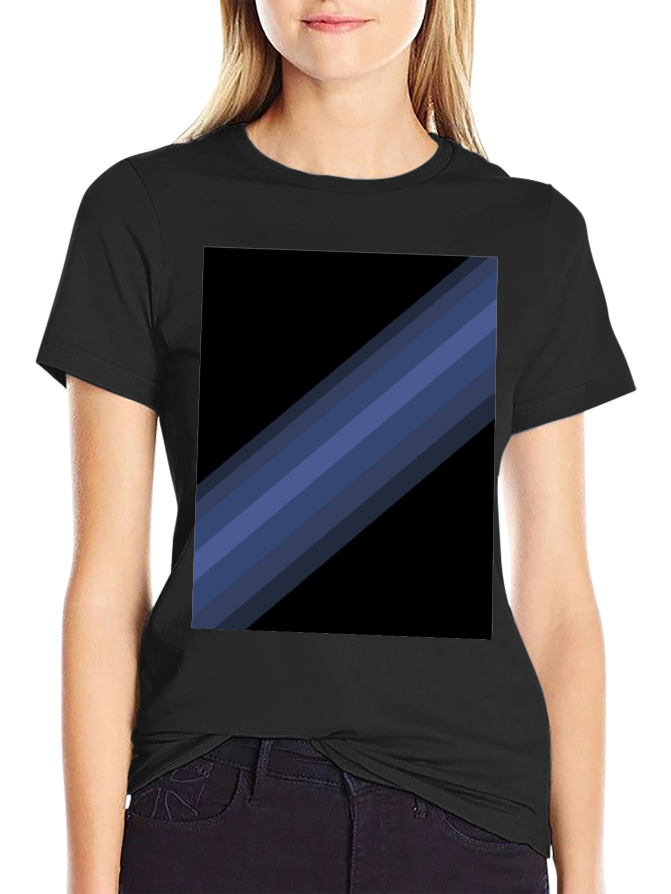 Striped Graphic Tee - Modern Black T-Shirt
