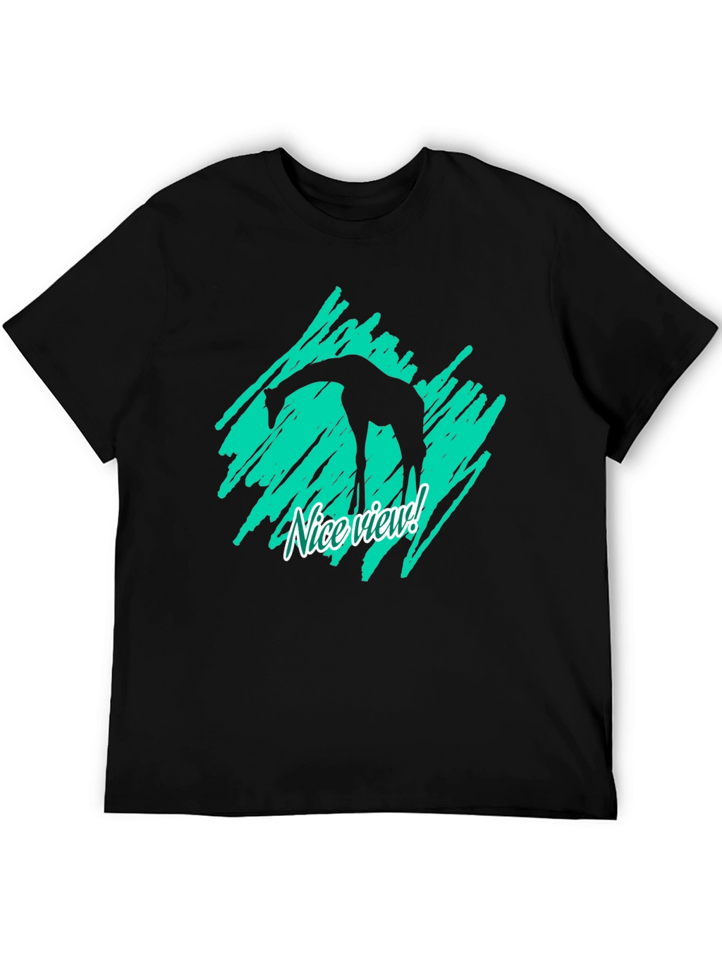 Giraffe Nice View Graphic Tee - Black Cotton Shirt