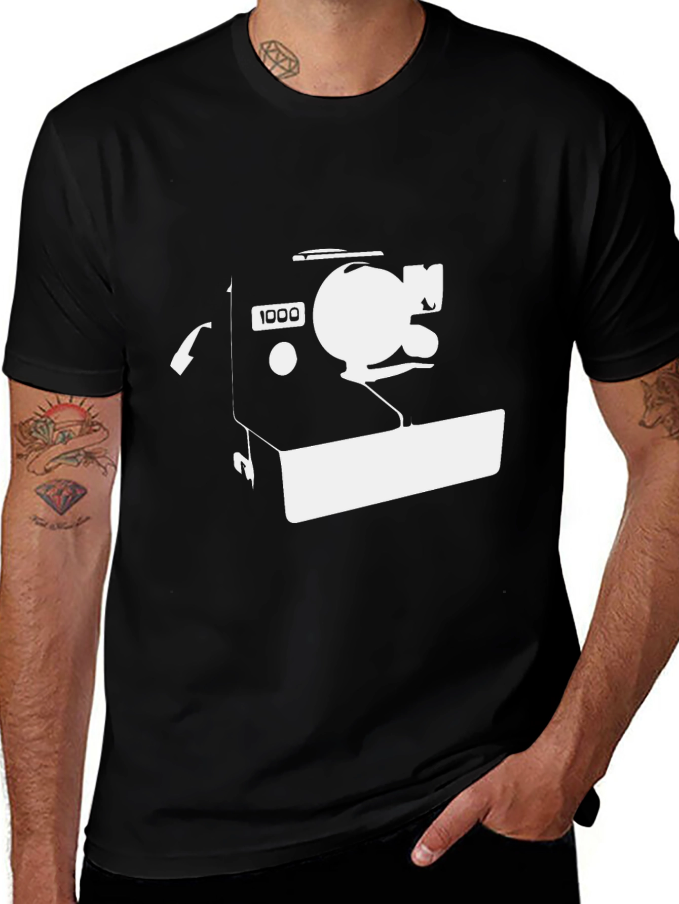Vintage Camera Graphic Tee - Black