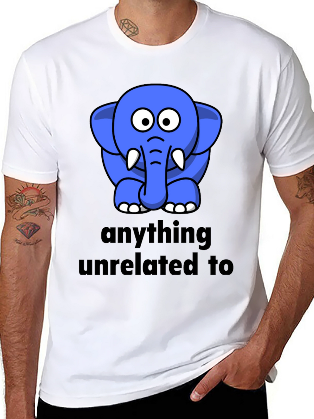 Funny Elephant Graphic Black T-Shirt