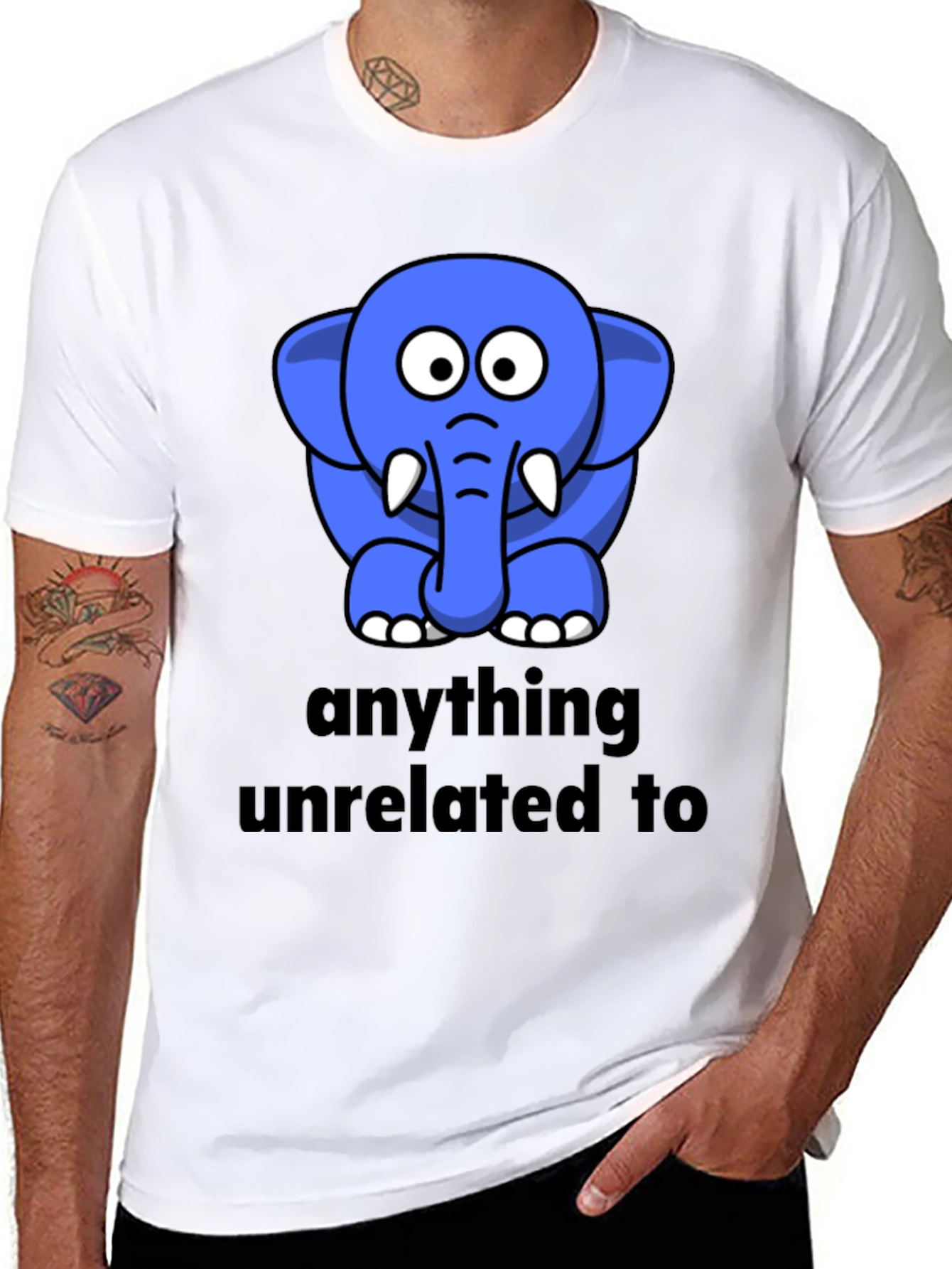 Funny Elephant Graphic Black T-Shirt