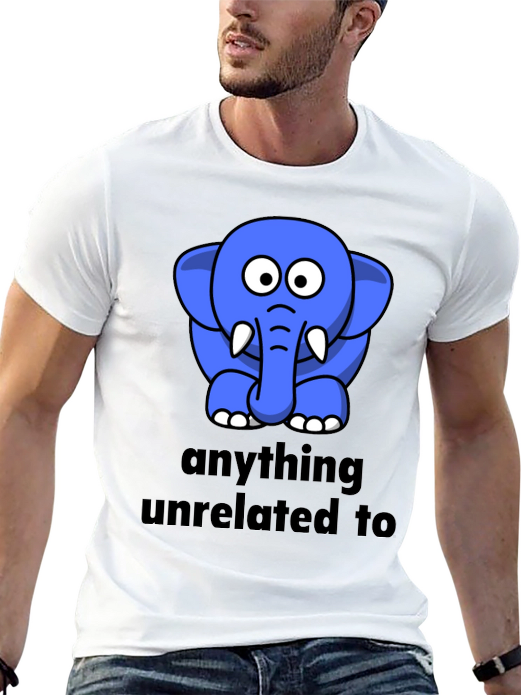 Funny Elephant Graphic Black T-Shirt