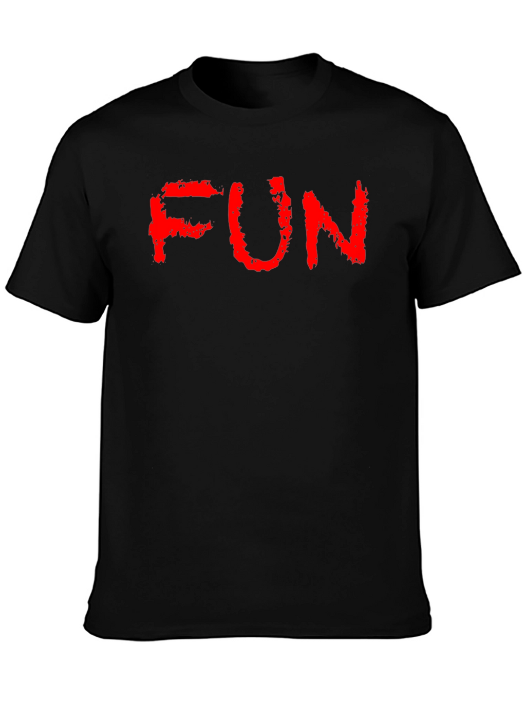 FUN Red Text Black Cotton T-Shirt