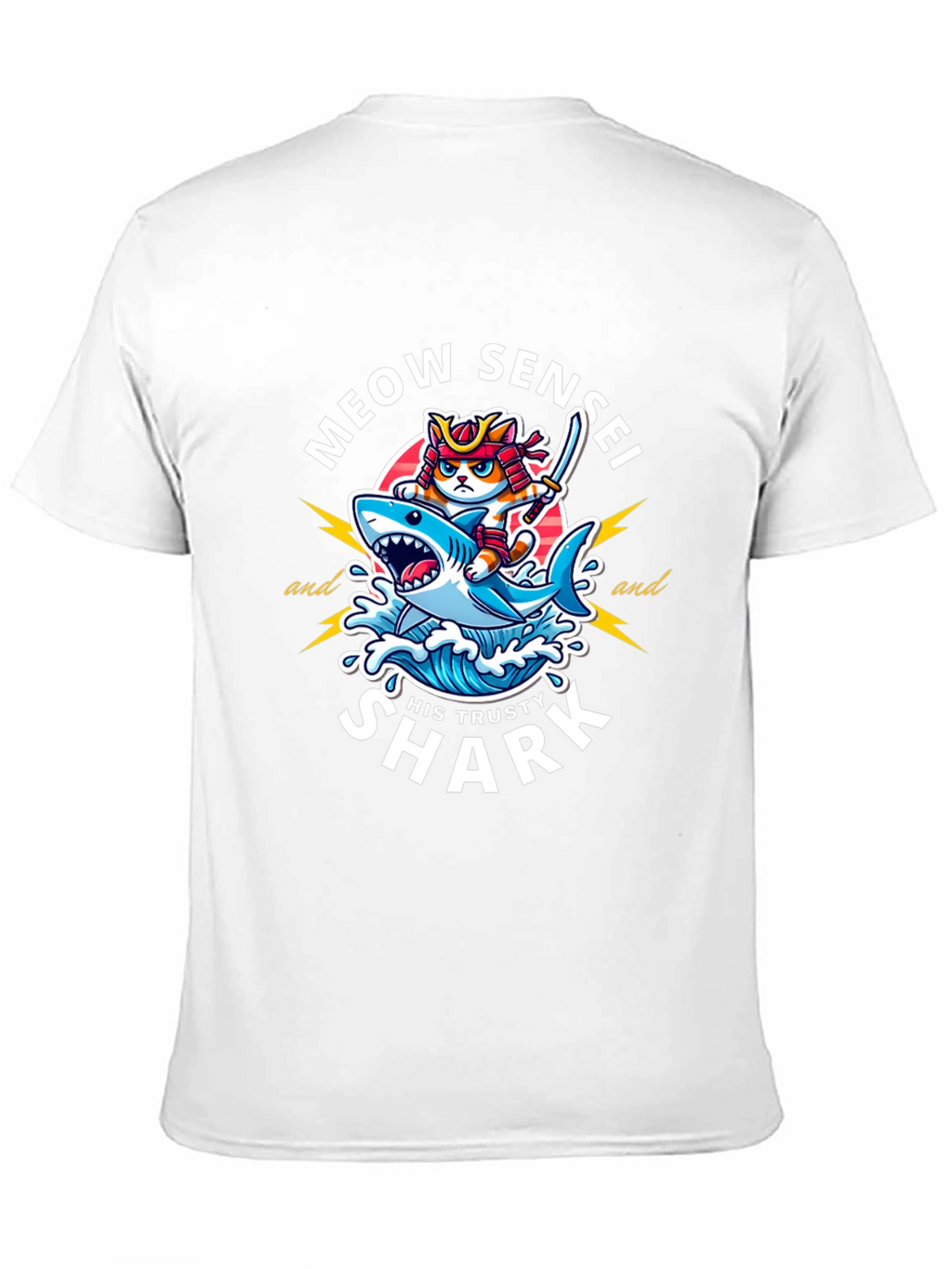 Meow Sensei & Shark T-Shirt - Fun Graphic Tee