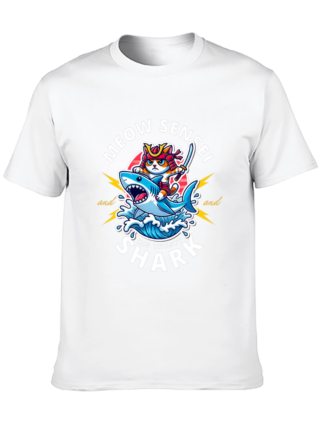 Meow Sensei & Shark T-Shirt - Fun Graphic Tee