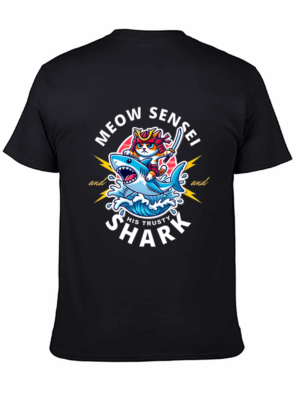 Meow Sensei & Shark T-Shirt - Fun Graphic Tee