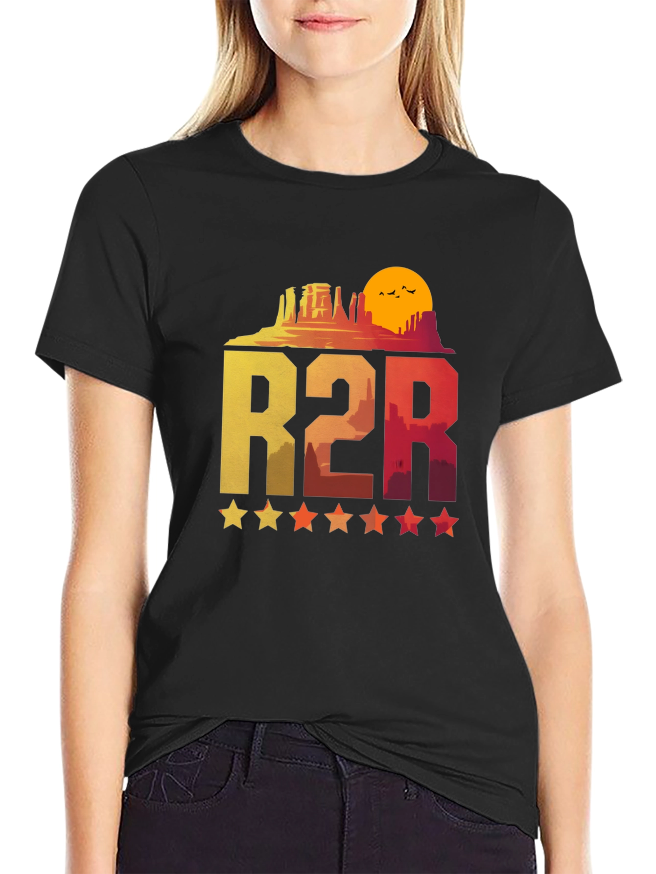 Retro R2R Desert Graphic T-Shirt - Stylish and Comfortable